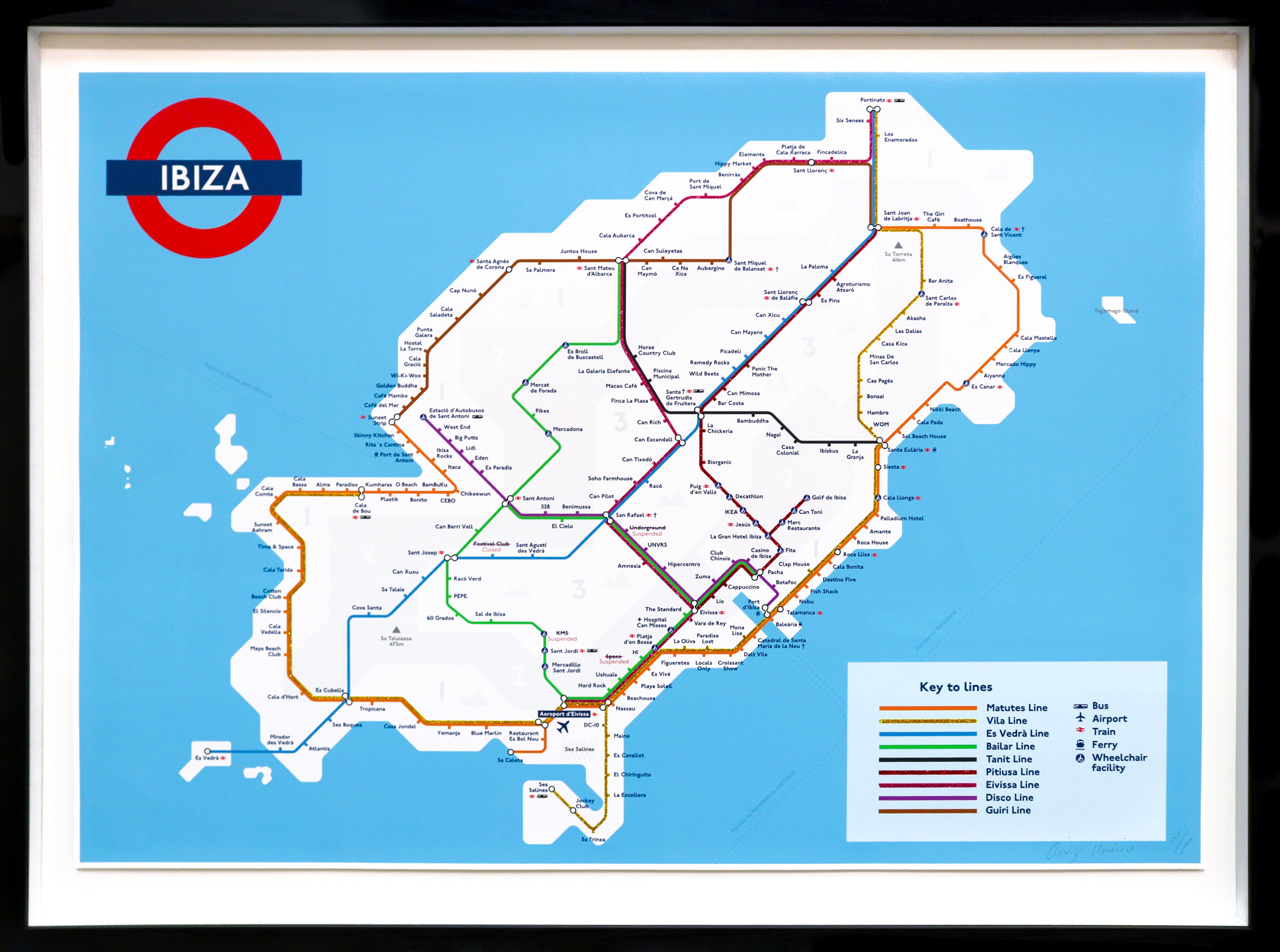 The Ibiza Tube Map (Large, Glitter), 2026