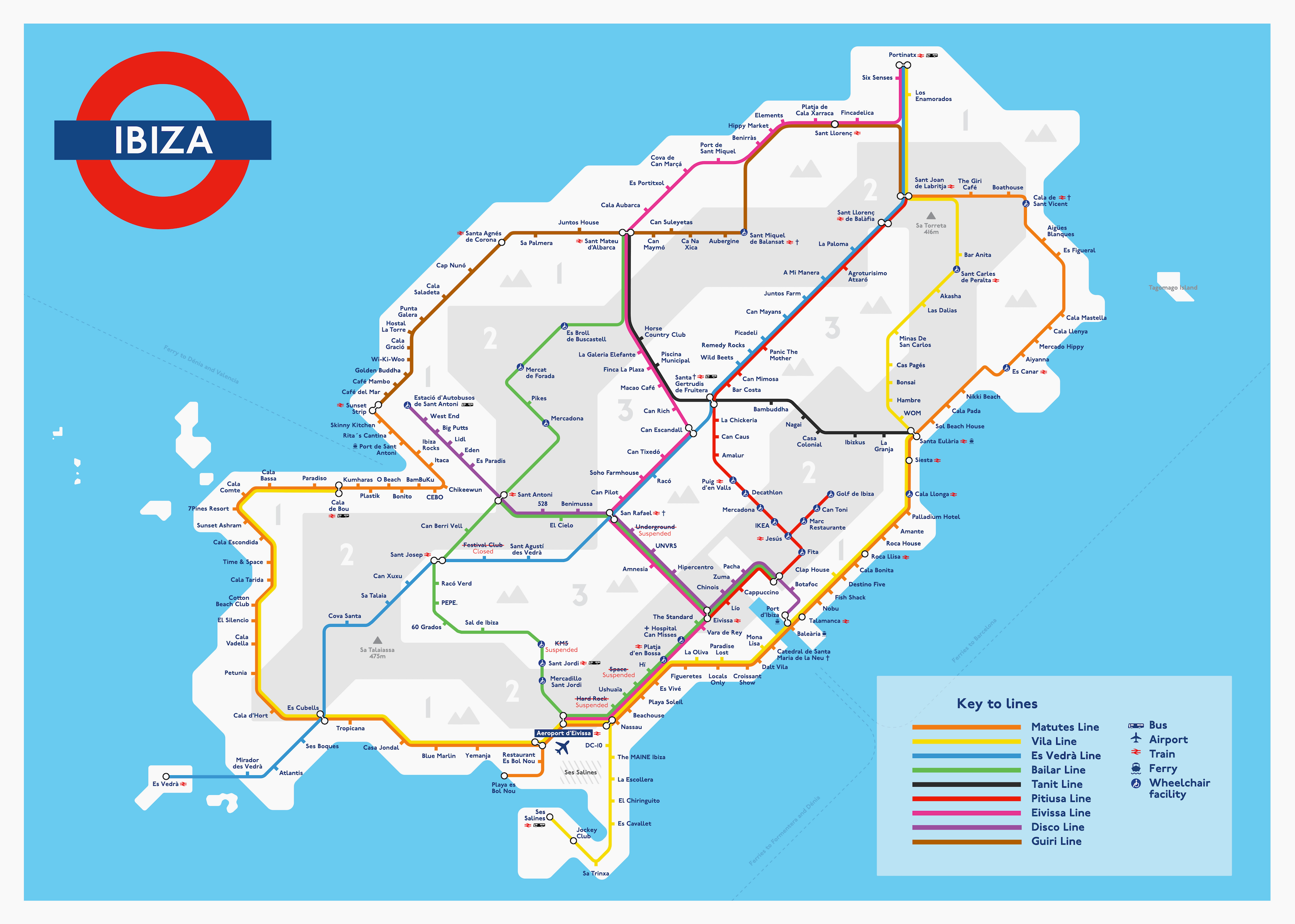 The Ibiza Tube Map (Small), 2026